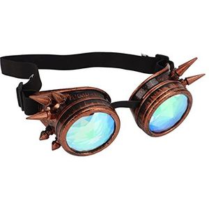 Rainbow Rave Steampunk-bril, Gratis Maat Verstelbare Neusstukken Caleidoscoopbril Halloween Retro voor Meisjes voor Vintage (Paars Brons)