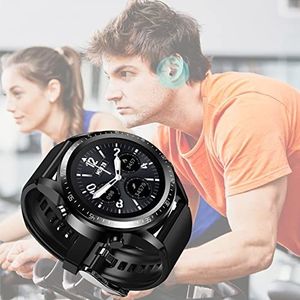 Smart Horloge met Bluetooth-oproepfunctie, 2-in-1 smartwatch met oordopjes, ingebouwde TWS Bluetooth-headset, 1,28 inch fitness smartwatch voor mannen en vrouwen, zwart