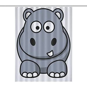 Grijze Hippo Grappige Badkamer Douchegordijnen Waterdichte Decoratieve Gift Voor Badkamer Thuis Slaapzaal