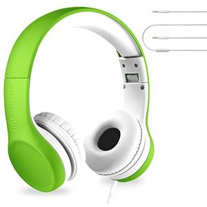LilGadgets Connect+ hoofdtelefoon met kabel en microfoon, volumegrens voor veilig luisteren, verstelbare hoofdband, gevoerde oorkussens voor meer comfort, schoolkinderen - groen