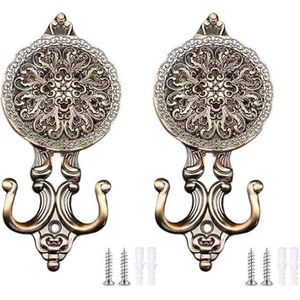 Fuxxer® - 5 Klassische Garderoben-Haken, Kleider-Haken, Doppel-Haken, Küchen-Haken, Eisen Design, 5er Set (bronze