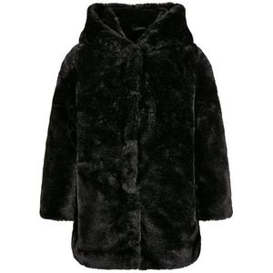 Urban Classics Dames Meisjes Hooded Teddy Coat, zwart, 158-164