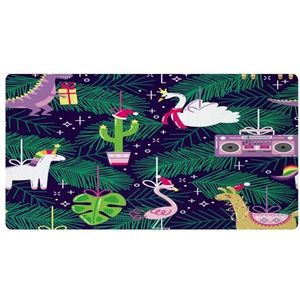 VAPOKF Kerstmuts dinosaurus flamingo eenhoorn zwaan cactus keukenmat, antislip wasbaar vloertapijt, absorberende keukenmatten loper tapijten voor keuken, hal, wasruimte
