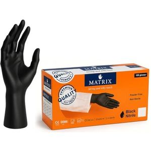 Commerline Nitril Handschoenen 1000 Stuks | M, Zwart | Wegwerphandschoenen, Rubberen Handschoenen, Poedervrij, Latexvrij, Nitril-Handschoenen