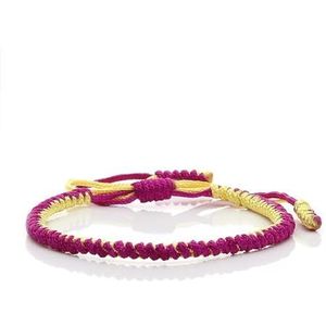 Mixed Rope Bangle Handgemaakte Knoop Vriend Pols Sieraden Geschikt for Armband Verjaardagscadeaus Feestartikelen(Fuchsia Light-Yellow)