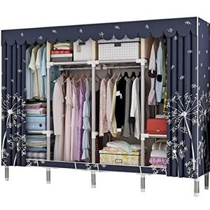 Stoffen kleerkast, draagbare kledingkast, Canvas Draagbare Stoffen Garderobe Planken Met Ophangrail, Opvouwbare Kledingkast Organizer for Kleding, Tassen, A-206x45x175cm (Color : B, Size : 206x45x17