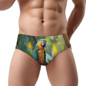 ELSMZXZD Ondergoed voor heren, schattige papegaaien - rekbare driehoekige slips voor heren, zacht, comfortabel en ademend, 3d, S