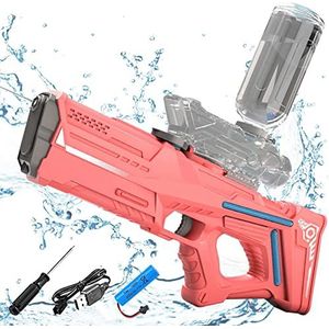 Krachtig automatisch waterpistool voor buiten, elektrisch waterpistool voor volwassenen en kinderen, 1200 mAh accu, bereik 15 m/10 m, waterpistool met groot bereik (rood)