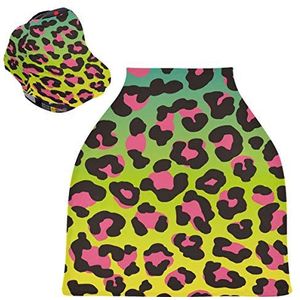 Roze luipaardprint babyautostoelhoes luifel rekbare verpleeghoezen ademend winddicht wintersjaal voor zuigeling borstvoeding jongens meisjes