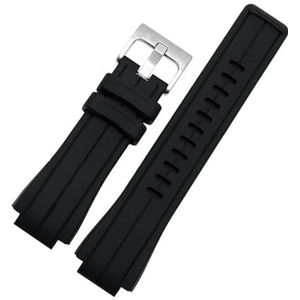 LUGEMA 24 * 16mm Siliconen Rubber Horlogeband Compatibel Met Timex TMS Horlogebandje T2N720 T2N721 TW2T76300 Waterdichte Band Bolle Interface Armband (Color : Black black S, Size : 16MM)