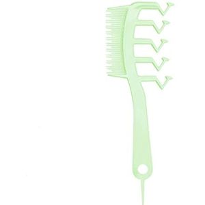 Haarscheidingskam | Z-vormige haarkam met brede tanden voor plagen styling pluizig haar | Multifunctionele kammen voor dames en meisjes (groen)