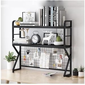 Boekenkast Boekenplanken Desktop Boekenplank 2 Lagen Aanrecht Opbergrek Metaal En Houten Plank Bureau Display Opbergplank Boekenplanken Boekenplank(Black,80 * 25 * 95cm)