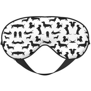 Zwarte honden teckel hond slaapmasker, oogmasker om te slapen, volledig verstelbare riem ooghoezen voor vrouwen/mannen