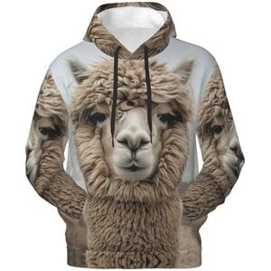 Jkkghll I Love Alpacas Print Heren Hoodie Pullover Voor Winter Warmte Casual Wear Gym Werk Outdoor Activiteiten, Zwart, XXL