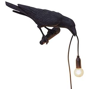 SYyshyin Bureau Vogels Lampen, Zwart & Wit Raaf Licht Kraai Tafellamp Nordic Tafellamp Wandlamp, Hars Kraai Vogel LED Lamp Modern Art Deco Nachtkastje Licht Wandkandelaar Licht Decor