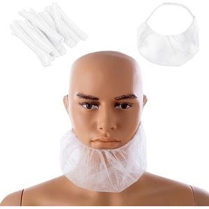 100 stuks vliesbaardbescherming voor mannen, baardnet, baardbescherming, gezichtshaarbescherming, netmasker, ademende bescherming, stofbescherming, geschikt voor restaurantgebruik, stofbescherming