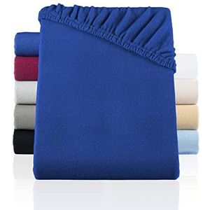 BaSaTex Winter Thermo Fleece Hoeslaken - verwarmend pluche hoeslaken Teddy Fleece - Pluizig laken | Maat: 180x200-200x200 cm | Kleur: Navy blauw/donkerblauw