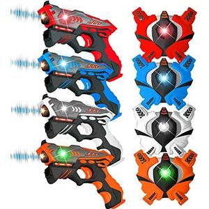 Vatos Infrarood lasertag-set 4 Active infrarood pistool met vesten 4 spelers lasertag-blaster voor kinderen en volwassenen kinderspeelgoed binnen buiten
