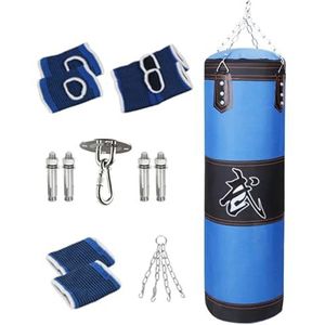 F Fityle Bokszak Bokszandzak met ophanghaak Fitness ongevulde zak Bokszak voor kinderen Home Gym Judo Kickboksen Body Building, Blauw 100cm