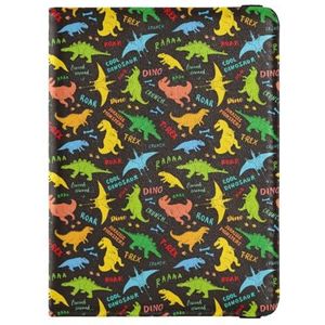 Paspoorthouder heren helder cool dino-paspoorthoes creatieve PU-lederen paspoorthoes 14,5 x 10,9 cm, Kleurrijk, 1 size