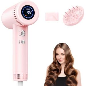 Professionele ionische haardroger met diffuser, 160.000 omw/min, haardroger, sneldrogend, 500 miljoen negatieve ionen, anti-kroes, automatische reiniging, lichte föhn voor thuis, op reis, vrouwen