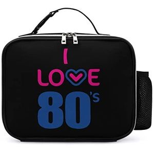 I Love The 80's Off draagbare geïsoleerde lunchtassen doos draagtas volwassenen koeltas voor mannen en vrouwen werk picknick