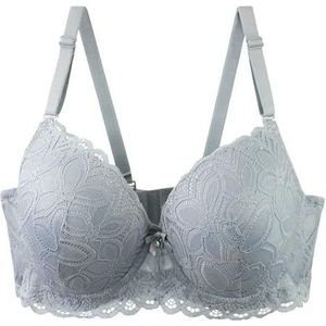 Sexy Gewatteerde Push Up Bras Cup Ondergoed voor Vrouwen Plus Size Lingerie, Grijs-blauw, 105C