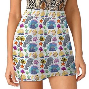 Sea Creatures Dames Skorts Hoge Taille Tennisrok Gelaagde Korte Mini Rok Culottes Skorts Met Zakken M