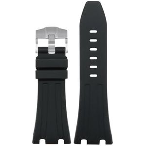 Siliconen rubberen horlogeband met een concave convexe interface is compatibel met waterdichte horlogebanden met nokken van 28 mm tot 30 mm(02 silver,28mm)
