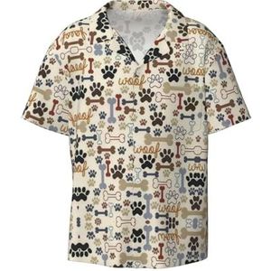 OdDdot Dog Bones Paw Print Heren Button Down Shirt Korte Mouw Casual Shirt voor Mannen Zomer Business Casual Jurk Shirt, Zwart, M