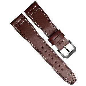 INSTR 20mm 21mm Kalf Lederen Horlogeband voor IWC Pilot Mark XVIII IW327004 IW377714 Horloge Band Bruin Zwart Mannen armband (Color : Brown White Black, Size : 20mm)