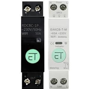 ANHKCVVS Intelligente stroomonderbreker overstroom en onderspanning Bescherming Energie meting 1-63A Draadloze Afstandsbediening Schakelaar (6 jaar, Enkele functie)