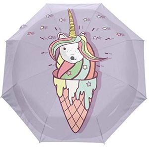 Ice Cream Unicorn Paraplu Winddicht Automatische Opvouwbare Paraplu's Auto Open Sluiten voor Mannen Vrouwen Kinderen