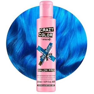 Crazy Color Hemelsblauwe semi-permanente haarverf. Sterk gepigmenteerde kobaltblauwe conditionering en olievoedende veganistische formule | Geen bleekmiddel of ammoniak | Limited Edition 150ml Maat