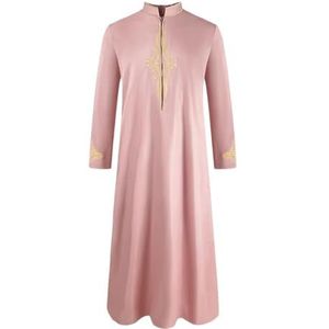 Hgvcfcv Moslim mannen gewaden broek solide islamitische moslim lange mouwen grote gewaden, roze, XXL