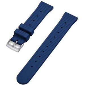 Waffle FKM Horlogeband 20mm 22mm Snel los te maken Fluoro Rubber Waffle Horlogeband Geschikt for Traditioneel Duikhorloge(Blue Silver,22mm)