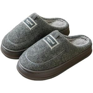 YYDPYZBD Pantoffels voor heren, dikke antislip, grote maat, warm pluche, katoen, heren, Grijs, 50-51 (suitable for 49-50)