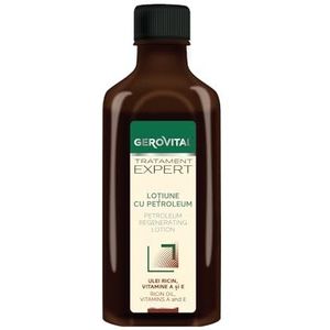 Lotion met Petroleum, Regenererende Haarbehandeling, Vermindert Haaruitval, Bevat Castor Olie, Vitamine A en E, 100 ml, Gerovital Tratament Expert