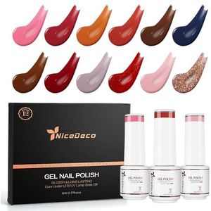 Nicedeco Gel Nagellak Set Nail Polish Semi Permanent Nail Gel UV LED Soak Off Cruelty-Free Gellak Set Kleuren 12x5ml, Kit 5