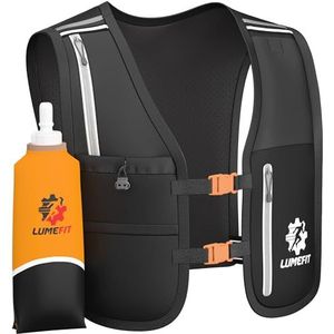LUMEFIT Hardloopvest met Telefoonhouder - Hydratatievest met 500ml Opvouwbare Waterfles - Reflecterend Vest voor Mannen en Vrouwen - Lichtgewicht Hardloopvest met Waterdichte Telefoonhoes en 6 Vakken
