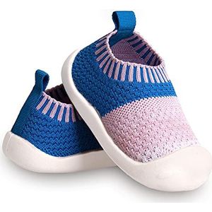 Babyschoenen om te leren lopen, 1-4 jaar, kinderschoenen, sneakers, peuters, instapschoenen, golfschoenen, jongens, meisjes, katoenen mesh, ademende sneakers, outdoor sneakers, 4 Blauw Roze, 24.5 EU