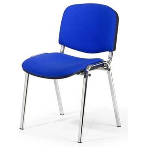 Kantoor & More Chrome Bezoekersstoel ISO, Comfortabele Conferentiestoel, stapelbaar, met gewatteerde zitting en rugleuning. Individueel artikel (blauw)