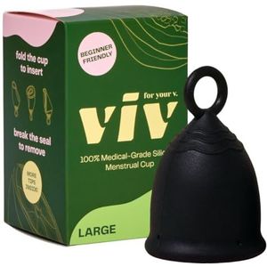 Viv For Your V menstruatiecup - groot - veilig, comfortabel, gemakkelijk te gebruiken alternatief voor tampons en pads - zachte, flexibele, herbruikbare medische siliconen menstruatiecup