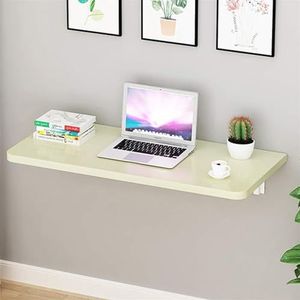 JAVYPPT Opvouwbare wandgemonteerde druppelbladige tafel wandgemonteerde druppelbladtafel opvouwbare wandtafel computer eettafel met beugels (beige, 70 x 30 cm)