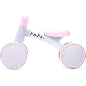 BuuBaa Loopfiets Roze - Eerste fiets zonder pedaal met 4 wielen voor baby's (10-36 maanden) - Geschikt voor kinderen vanaf 1 jaar, jongens en meisjes - Perfect als eerste verjaardag cadeau