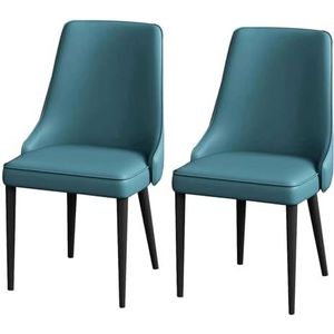 Mode-bureaustoel Lederen stoel Eetkamerstoel Keukenstoelen Set van 2 Bureaustoelen Hoge dichtheid spons-zijstoel