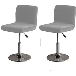Lodnexem Stretch stoelhoes voor barkruk stoel, set van 2/4 vierkante fluwelen bar draaibare krukken hoezen, wasbare en verwijderbare antislip keuken eetkamerstoelhoezen met rugleuning, medium grijs, 2