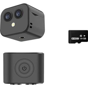 Actiecamera 4K Mini Camera Draadloze WiFi Micro Dual Surveillance Cam IP Hotspot Nachtzicht Smart Home Sport Monitor Ingebouwde Batterij (Color : Camera add 128G)