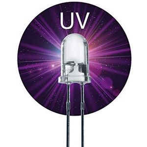 Lumetheus LED 3mm kleur UV ultraviolet 20 stuks blacklight light diodes ca. 3V diode 2 pin LEDs behuizing helder