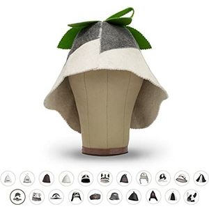LoWell® Saunahoed - vilten hoed voor dames en heren incl. sauna-gids - ideale sauna-accessoire voor een unieke wellness-ervaring - motief belletjes (groen) - saunamuts saunakap
